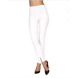MESMERIZE Women's PANTS WITH FRONT ANKLE SLITS AND FRONT ZIPPER IN WHITE‎ Size 2